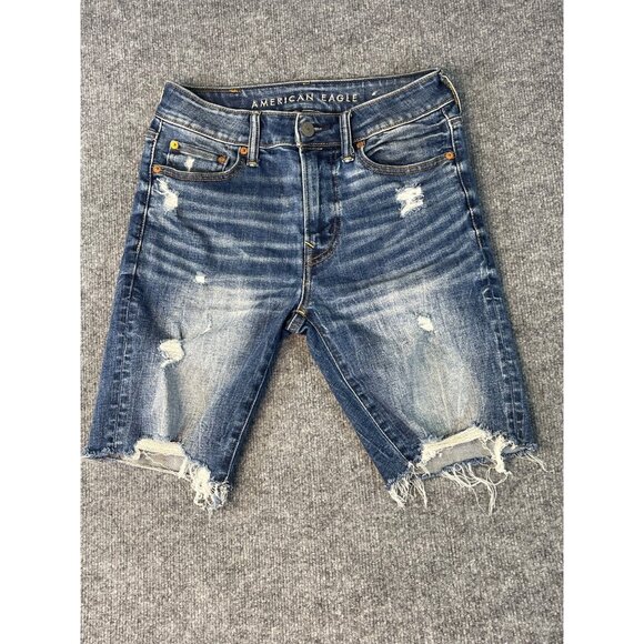 American Eagle mens size 28 airflex + denim jean shorts Distressed pre-owned - Picture 6 of 16